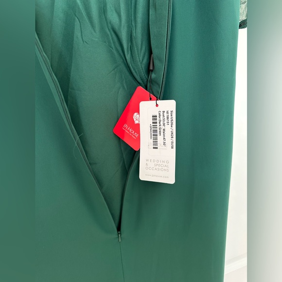 Sheath/Column scoop neck floor length Chiffon Hunter Green - Picture 9 of 14